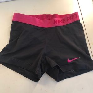 Pink and Black Nike Pro Shorts